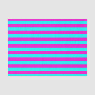 Hot Pink And Cyan Blue Green Turquoise Stripes Tissue Paper
