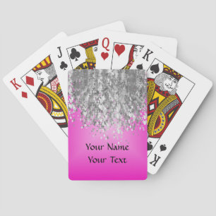 Hot pink and faux glitter playing cards