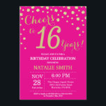 Hot Pink and Gold 16th Birthday Diamond Invitation<br><div class="desc">16th Birthday Invitation with Hot Pink and Gold Glitter Diamond Background. Gold Confetti. Kids Birthday. Teen Teenage Boy or Girl Birthday. For further customisation,  please click the "Customise it" button and use our design tool to modify this template.</div>