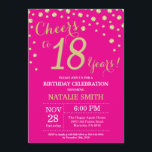 Hot Pink and Gold 18th Birthday Diamond Invitation<br><div class="desc">18th Birthday Invitation with Hot Pink and Gold Glitter Diamond Background. Gold Confetti. Adult Birthday. Male Men or Women Birthday. For further customisation,  please click the "Customise it" button and use our design tool to modify this template.</div>