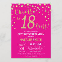 Hot Pink and Gold 18th Birthday Diamond