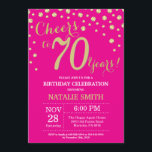 Hot Pink and Gold 70th Birthday Diamond Invitation<br><div class="desc">70th Birthday Invitation with Hot Pink and Gold Glitter Diamond Background. Gold Confetti. Adult Birthday. Male Men or Women Birthday. For further customisation,  please click the "Customise it" button and use our design tool to modify this template.</div>