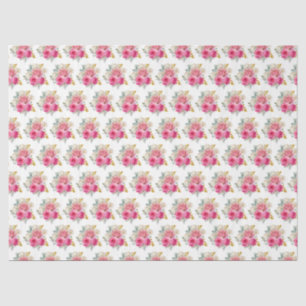 Hot Pink and Gold Elegant Flowers Tissue Paper