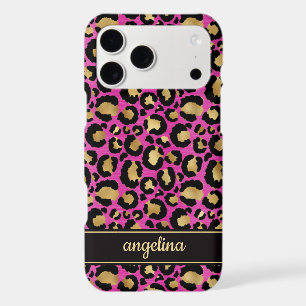 Hot Pink And Gold Foil Leopard Print Monogrammed
