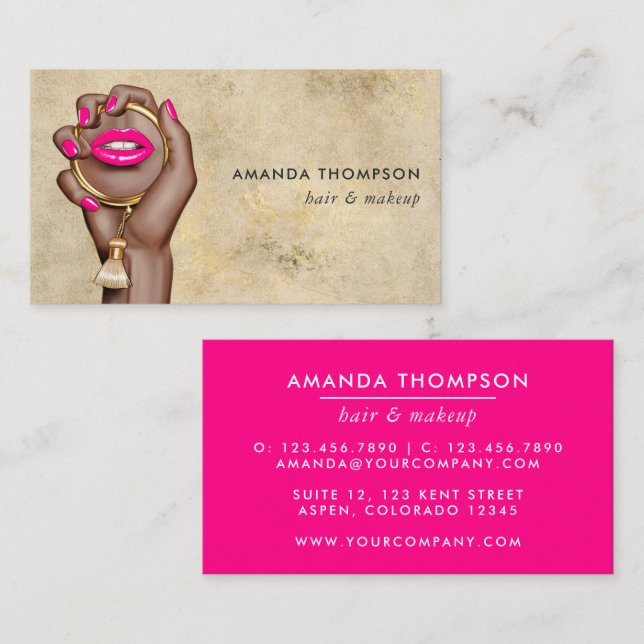 Hot-Pink and Gold Glam Chic Business Card (Front/Back)