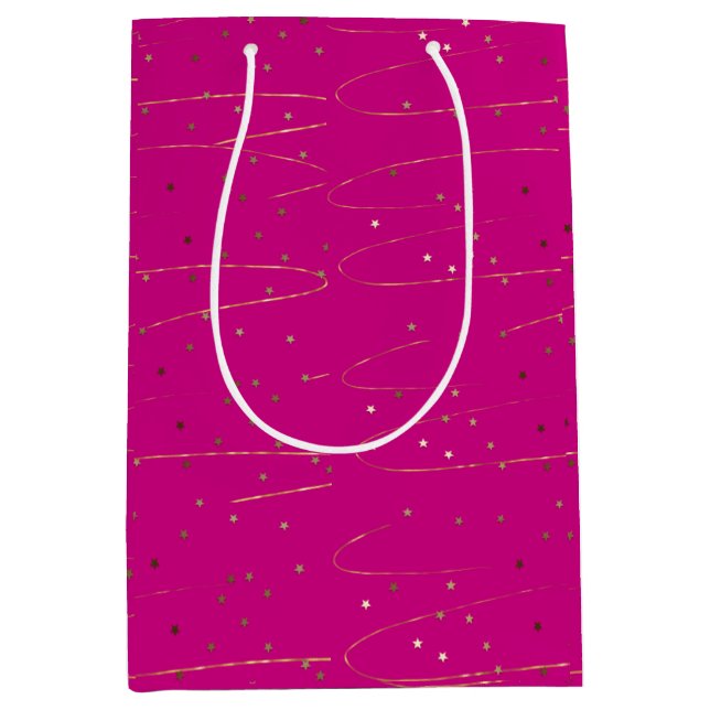 Hot Pink and Gold Glitter Gift Bag (Front)