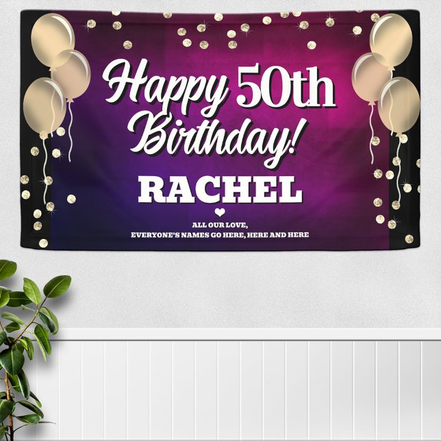 Hot Pink and Gold Happy Birthday Banner (Creator Uploaded)