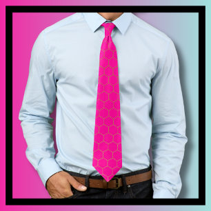 Hot Pink and Gold Honeycomb Pattern Tie
