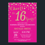 Hot Pink and Gold Surprise 16th Birthday Diamond Invitation<br><div class="desc">Surprise 16th Birthday Invitation with Hot Pink and Gold Glitter Diamond Background. Gold Confetti. Kids Birthday. Teen Teenage Boy or Girl Birthday. For further customisation,  please click the "Customise it" button and use our design tool to modify this template.</div>