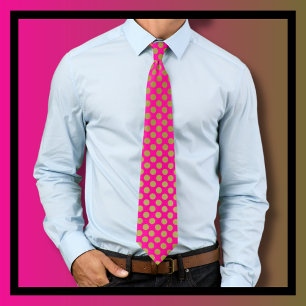 Hot Pink and Gold Triangles Pattern Tie