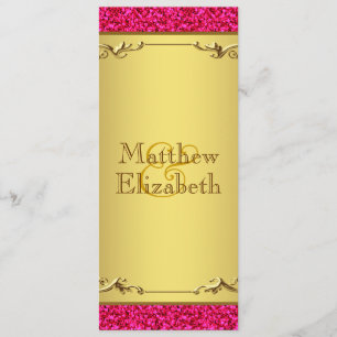Hot Pink and Gold Wedding Menu Program