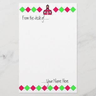Hot Pink and Green Argyle Teacher Stationery