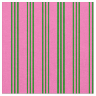 Hot Pink and Green Colored Lined Pattern Fabric