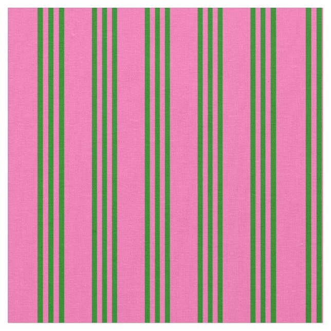 Hot Pink and Green Coloured Lined Pattern Fabric (Close Up)