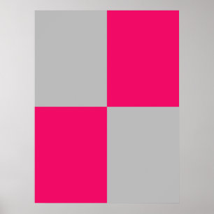 Hot Pink and Grey Colour Blocks  Poster