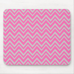 Hot Pink and Grey Zigzag Pattern Mouse Pad