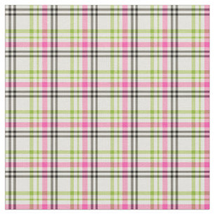 Hot Pink and Lime Green Vintage Plaid Fabric