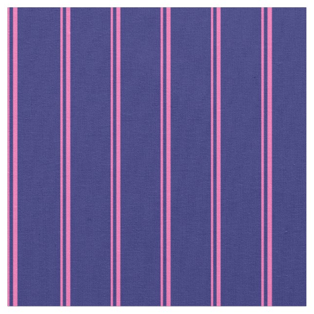 Hot Pink and Midnight Blue Coloured Lines Fabric (Close Up)