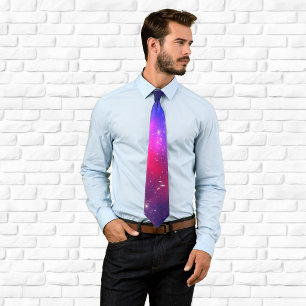 Hot Pink and Navy Blue Celestial Photo Tie