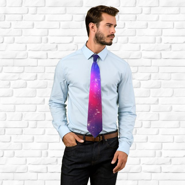 Hot Pink and Navy Blue Celestial Photo Tie (Hot Pink and Navy Blue Celestial Photo Tie)