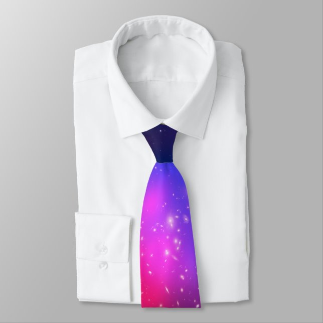 Hot Pink and Navy Blue Celestial Photo Tie (Tied)