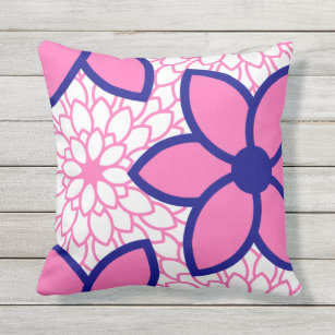 Navy Blue And Pink Floral Cushions Decorative Throw Cushions
