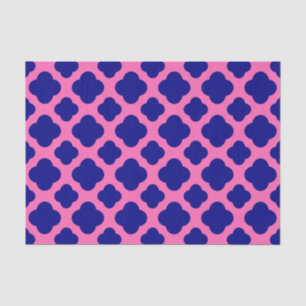 Hot Pink and Navy Blue Quatrefoil Pattern Tissue Paper