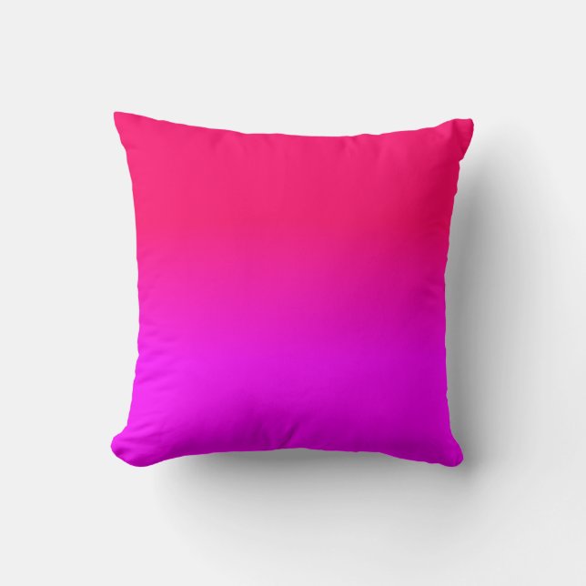 Hot Pink and Neon Pink Ombre Shade Colour Fade Cushion (Front)