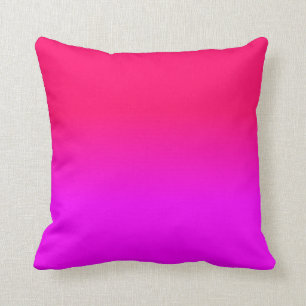 Hot Pink and Neon Pink Ombre Shade Colour Fade Cushion