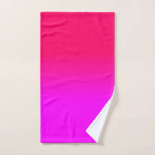 Hot Pink and Neon Pink Ombre Shade Colour Fade Hand Towel