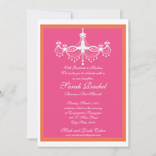 Hot Pink and Orange Chandelier Invitation