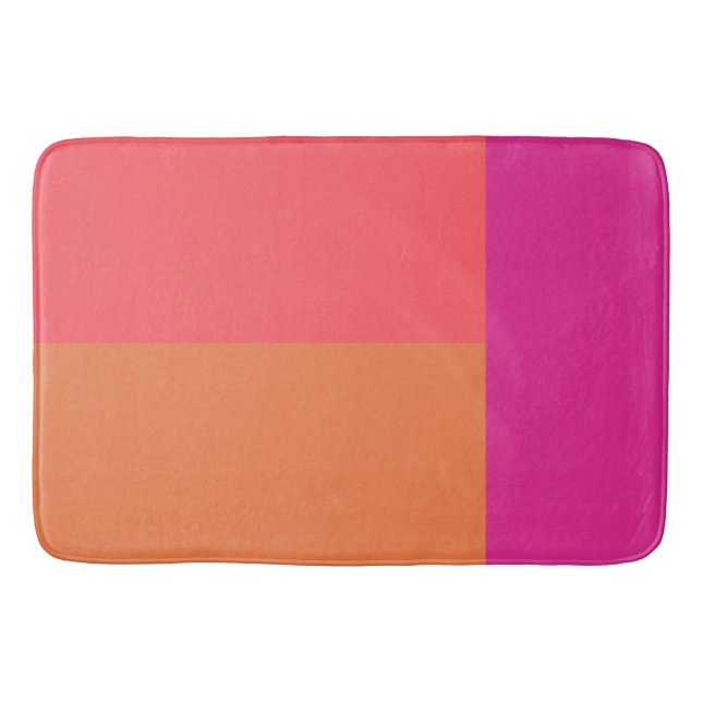 Hot Pink And Orange Colour Blocks Bath Mat (Front)