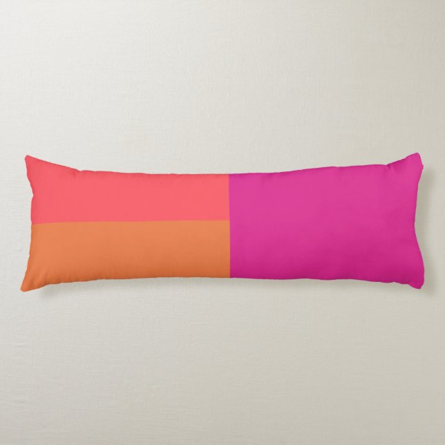 Hot Pink And Orange Colour Blocks Body Cushion (Front)