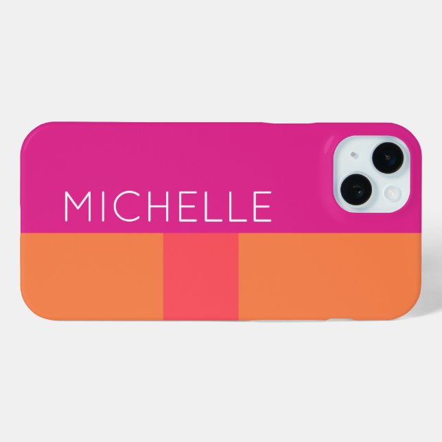 Hot Pink And Orange Colour Blocks Case-Mate iPhone Case (Back (Horizontal))