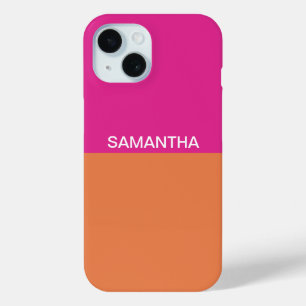 Hot Pink And Orange Colour Blocks iPhone 15 Case