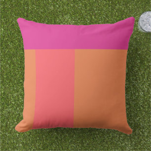 Hot Pink And Orange Colour Blocks Cushion