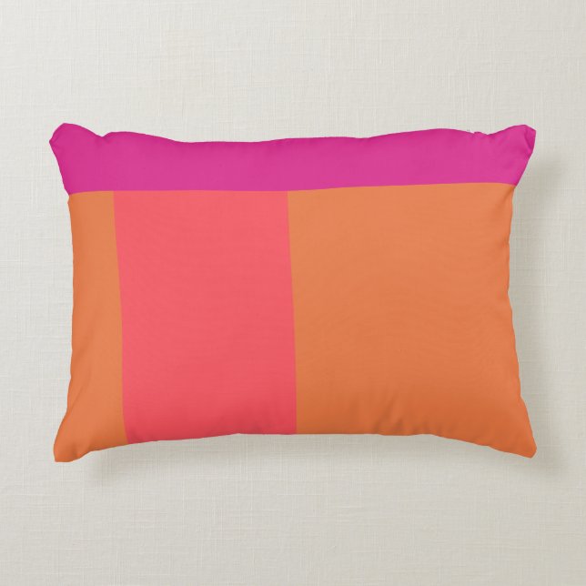 Hot Pink And Orange Colour Blocks Decorative Cushion (Front)