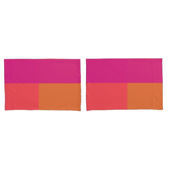 Hot Pink And Orange Colour Blocks Pillowcase (Front-Set)