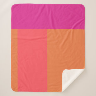 Hot Pink And Orange Colour Blocks Sherpa Blanket
