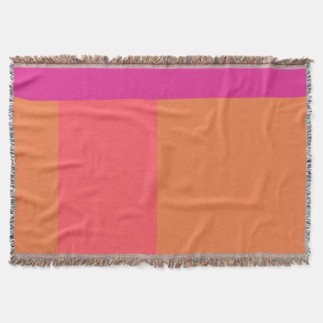 Hot Pink And Orange Colour Blocks Throw Blanket (Front)