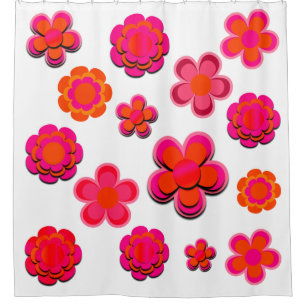 Hot Pink and Orange Flowers Shower Curtain