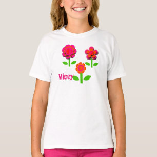 Hot Pink and Orange Flowers   T-Shirt