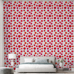 Hot Pink and Orange Flowers Wallpaper