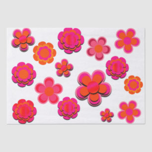 Hot Pink and Orange Flowers Wrapping Paper Sheets