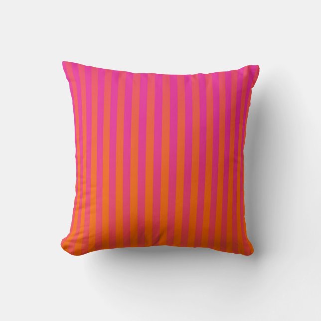 Hot Pink and Orange Gradated Stripes Cushion (Front)