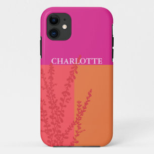 Hot Pink And Orange Greenery Leaves Personalised Case-Mate iPhone Case