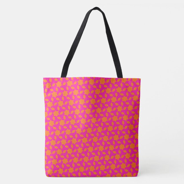Hot Pink and Orange Islamic Star Mosaic Pattern Tote Bag (Front)