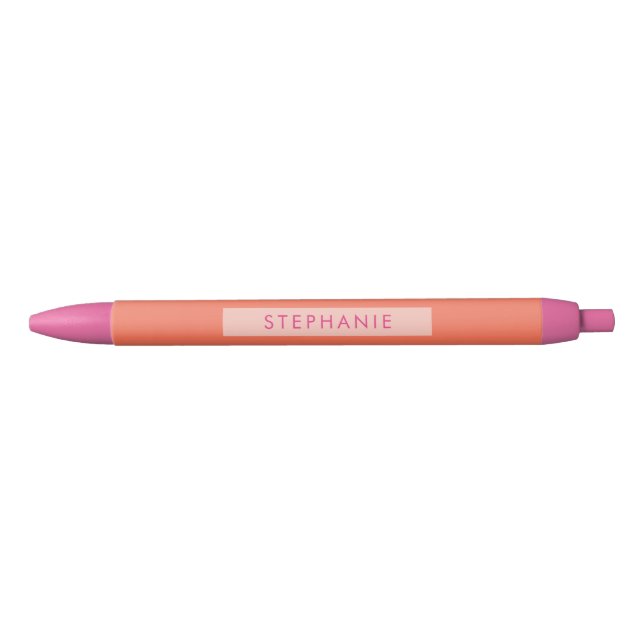 Hot Pink and Orange Modern Trendy Personalised pen (Front)