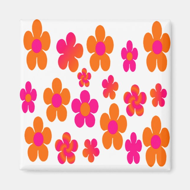 Hot Pink and Orange Pop Art Magnet (Front)