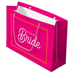 Hot Pink and Orange Team Bride Custom Gift Bag
